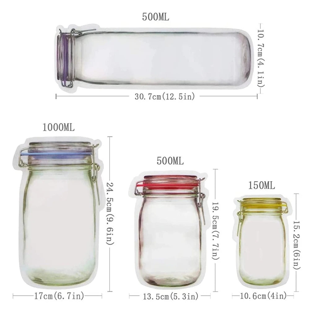 Abmr-Reusable Mason Bottle Zipper Bag Mason Bottle Zipper Bag Multifunctional Reusable Jar Bag Used for Food Storage