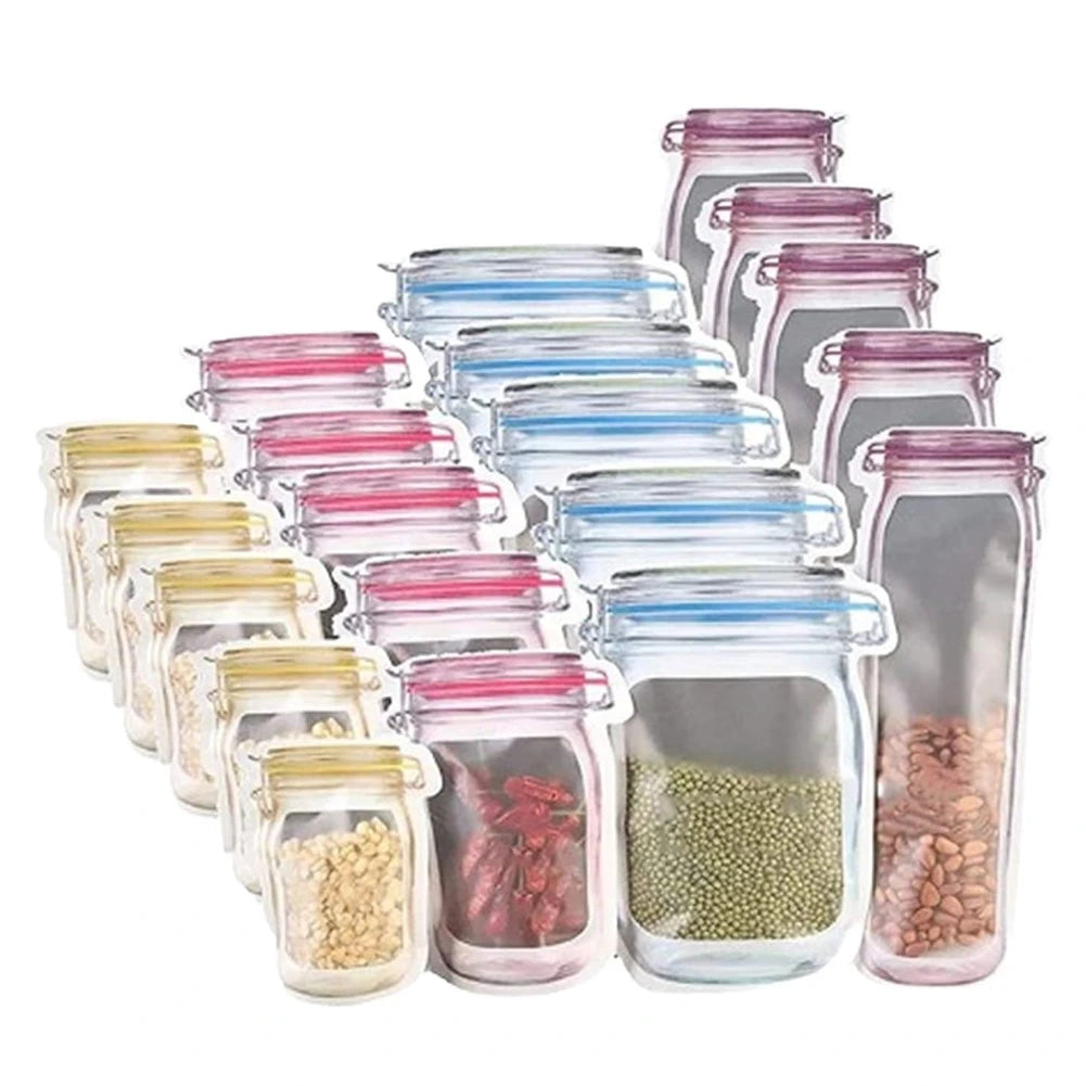 Abmr-Reusable Mason Bottle Zipper Bag Mason Bottle Zipper Bag Multifunctional Reusable Jar Bag Used for Food Storage