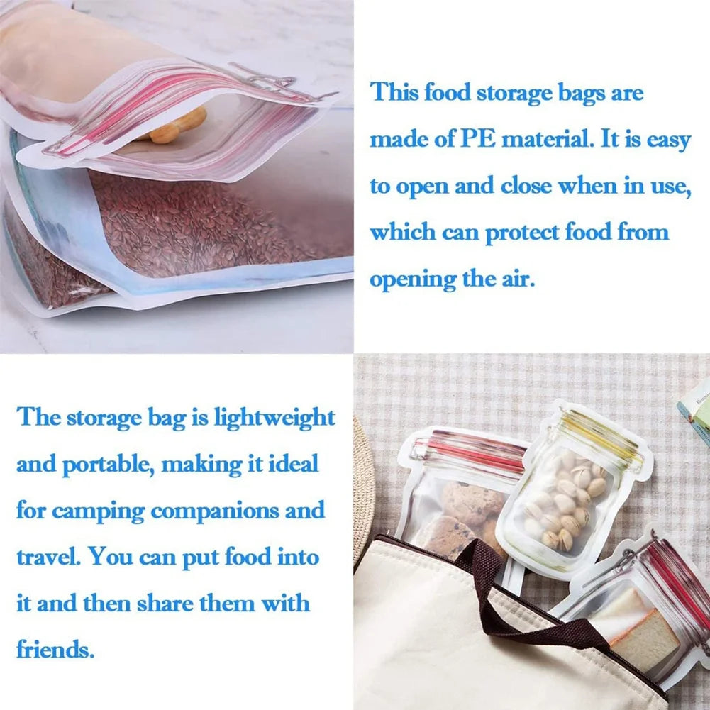 Abmr-Reusable Mason Bottle Zipper Bag Mason Bottle Zipper Bag Multifunctional Reusable Jar Bag Used for Food Storage